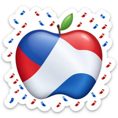 France flag with confetti around, festive celebration, apple style emoji sticker