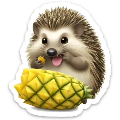 hedgehog eating pineapple  sticker