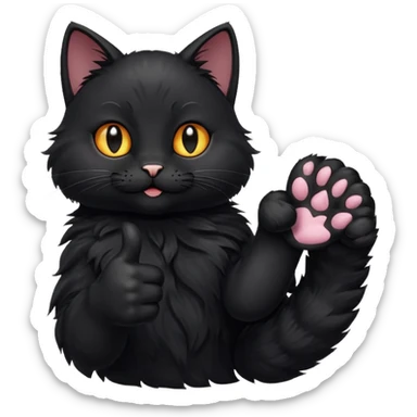 Black Cat paw giving a thumbs up sticker