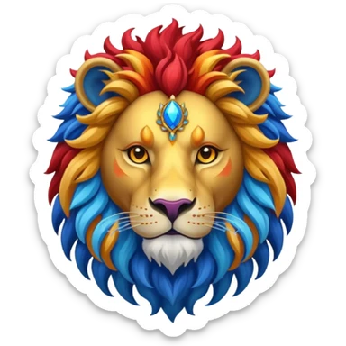 mythical colorful horned lion sticker