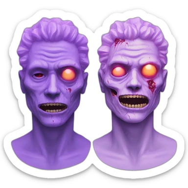 Vaporwave person, half person face half zombie face sticker