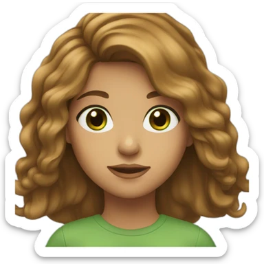 girl, with long brown hair and green-brwon eyes sticker