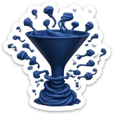 People are being sucked into a dark blue funnel sticker