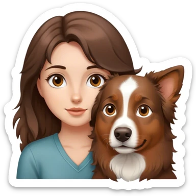 Pretty girl with an brown Australian Shepherd dog sticker