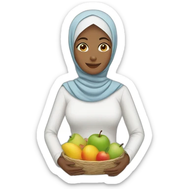 Mum with hijab holding fruits sticker
