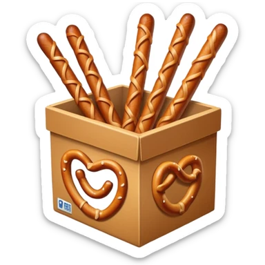 Pretzel sticks on box sticker