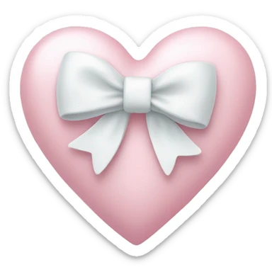 Pastel pink heart with white bow sticker
