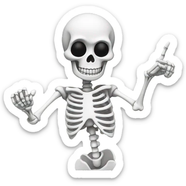 cartoon skeleton pointing left sticker