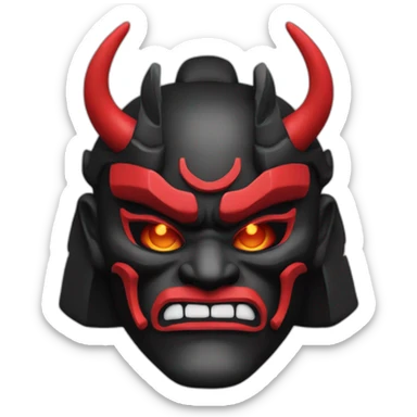 samurai oni mask red, black, like sticker