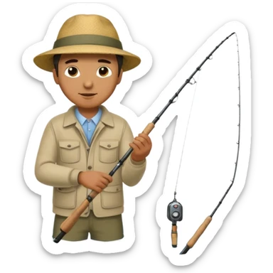 man casting a fishing rod sticker