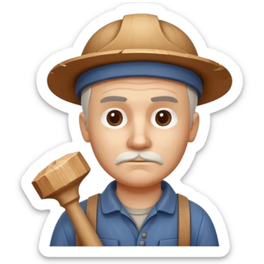 wood carving carpenter portrait, head and shoulders only, carving wooden figure with chisel, wood shavings visible, focused craftsman expression, artisan workshop vibe, 3D cartoon style, mobile game icon style, clean background, no text, no watermark
 sticker
