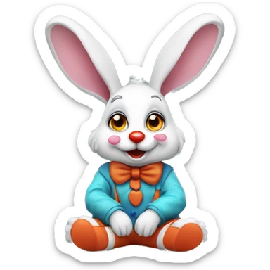Cute Clown rabbit sat down  sticker