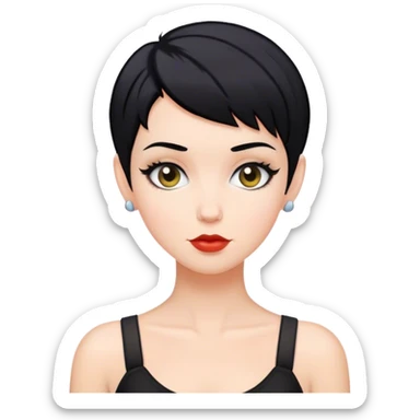 White woman with pixie black hair style sticker