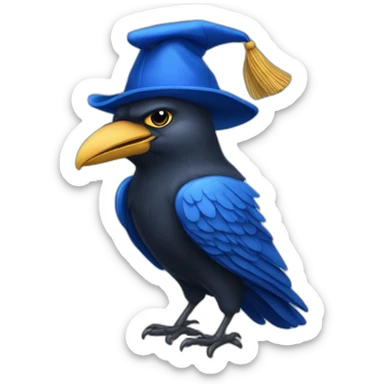 Blue Crow with alumni hat and mantle sticker