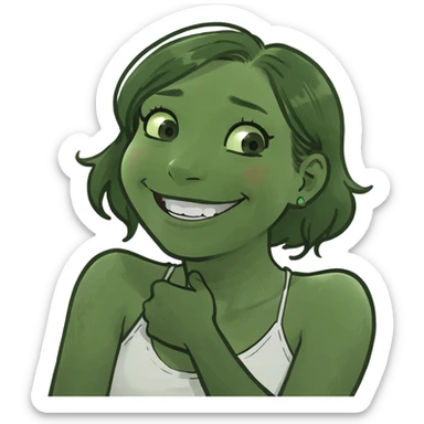 arms crossed holding neck laughing girl sticker