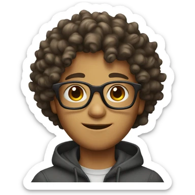 Curly hair boy with glasses  sticker