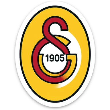 Galatasaray classic crest logo, red and yellow, traditional football badge sticker
