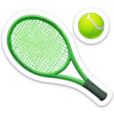 Green racket tennis with  tennis ball sticker