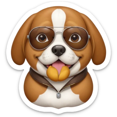 Fat beagle with aviator sunglasses on sticker