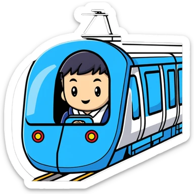 Japanese high school boy riding shinkansen bullet train during school trip sticker