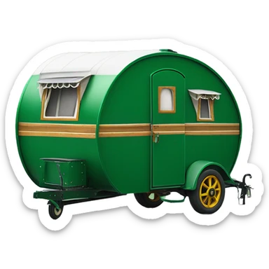 Realistic emerald green vintage round gypsy caravan wagon camper sticker