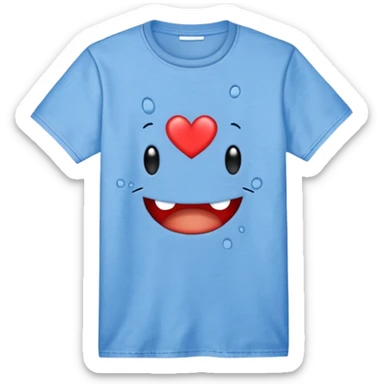 Blue shirt with the text I love krabby. And the shirt has holes sticker