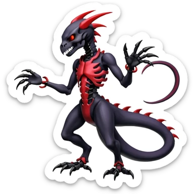 Shiny Futuristic Badass Edgy Dark Evil Spectral Dusky Spooky Skull-faced Cool Hot Stylish Handsome Salandit-Darkrai-Genesect-Fakémon-fusion (full body) sticker