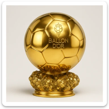 Ballon d'Or trophy, realistic gold, elegant, shiny, on a white background sticker