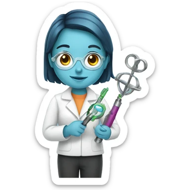 Girl with a scientist tool in hand sticker