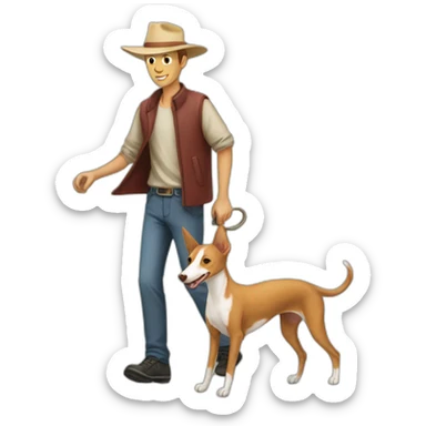 Hombre paseando podenco sticker