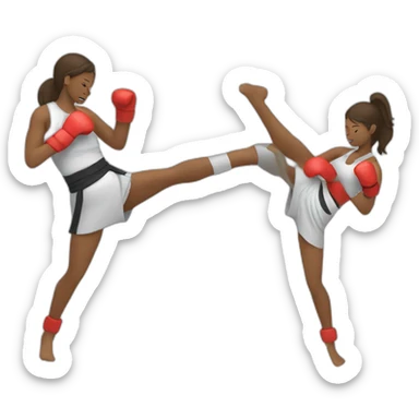 Woman kickboxing with a cast on her lag sticker
