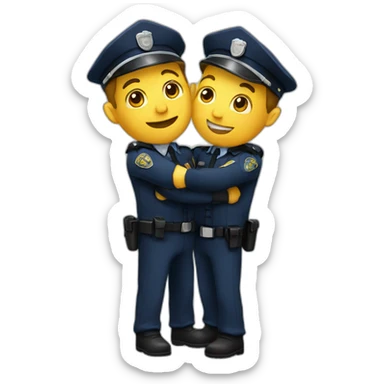two policemen friends hugging sticker
