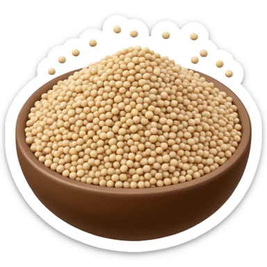 quinoa grains, small scattered pile, tiny round, ivory to beige, dry and smooth, semi-glossy, 3D clean style, optimized for emoji size sticker
