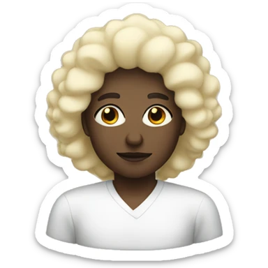 White Blonde woman and a black man with an Afro  sticker