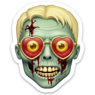 make a zombie with gold teeth and chrome heart glasses sticker