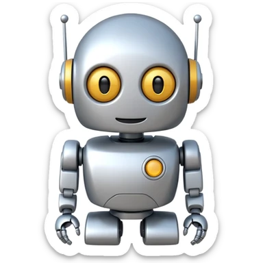 robot cartoon simple kid toy white innocent funny gudget friendly smiley round adorable musical sticker