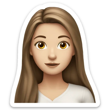 White girl with long brown hair sticker