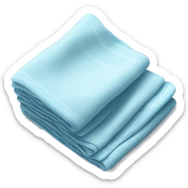 Realistic folded light blue dish towel sticker