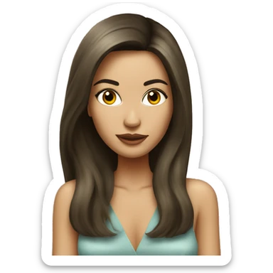 Brunette girl long hair with dirty martini sticker