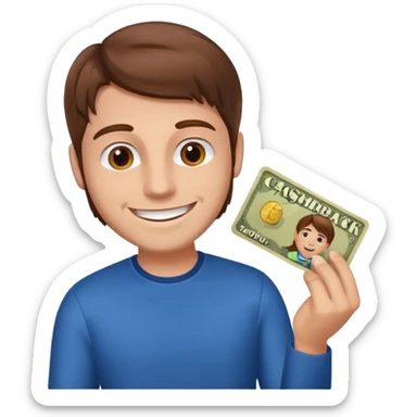 Man brown hair happy cashback sticker