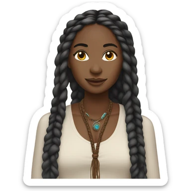 black woman with black boho braids sticker