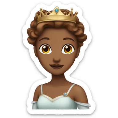 princess with brown hair and crown  sticker