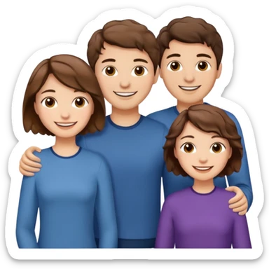 Throuple two women with short wavy brown hair, male with short brown hair sticker