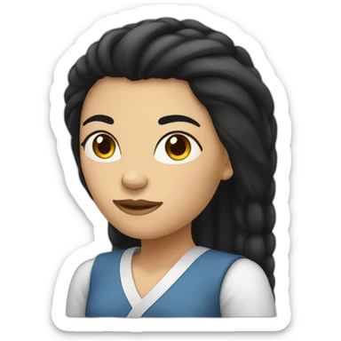 Women with long forhead and black hair sticker