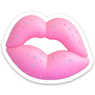 pastel pink kiss mark with sparkles, soft and cute, 3D style sticker