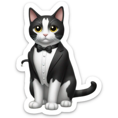 Tuxedo cat in a suit with briefcase sticker