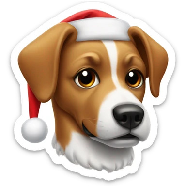 Dog with Santa head sticker