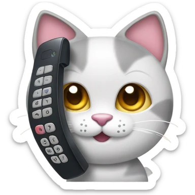 Y2k flip phone shaped like a cat sticker