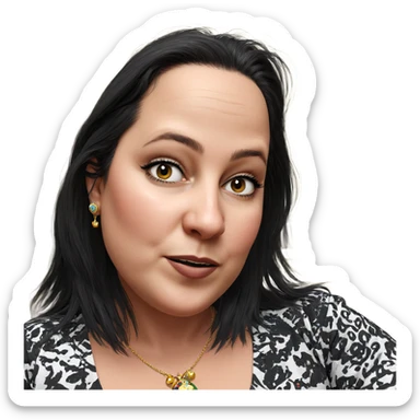 girl with black hair and jewelry sticker