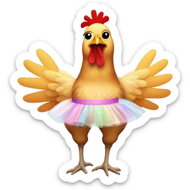 A chicken with a ballerina tutu sticker